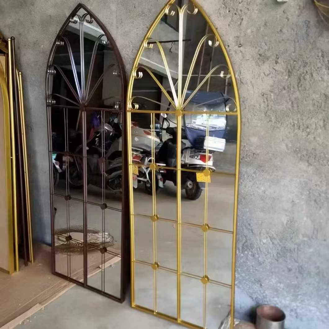 Vintage Arch Wrought Iron Stand Large Antique Decoration Wall Mirror