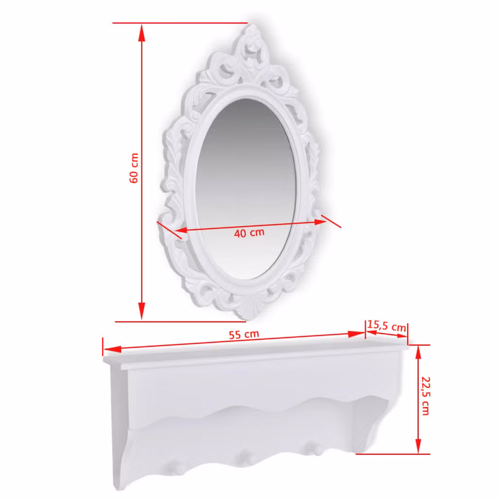 Bedroom White Wall Makeup Mirror Dressing Table Mirror Set with Great Painting