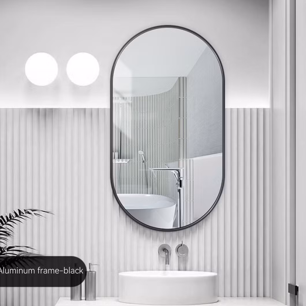 OEM Bathroom Furniture Black Aluminium Framed LED Mirror Backlit Light