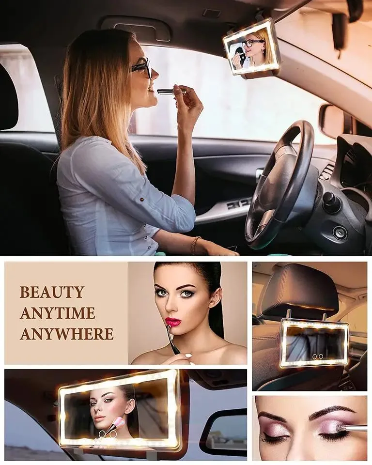 Universal Car Interior Portable LED Makeup HD Cosmetic Mirror with LED Lights