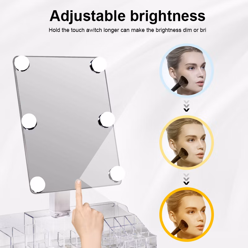 Personalized USB Rechargeable Rotatable LED Makeup Hollywood Mirror