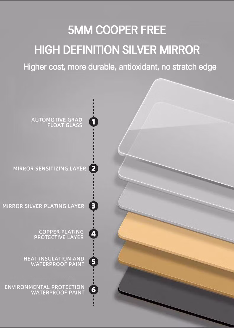 Factory Large Flexible Decorative Round Hotel Smart Home Bathroom with Metal Frame Glass Wall Backlight LED Mirror