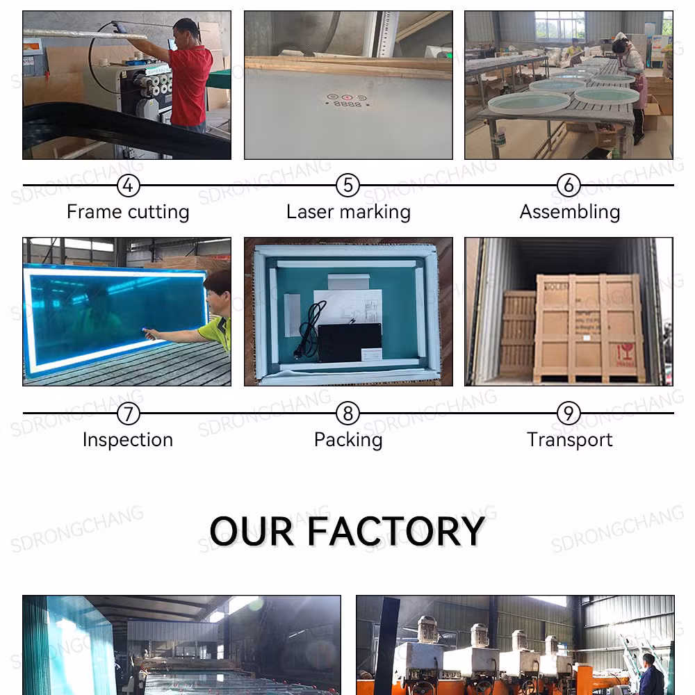 Rongchang D600/700/800/900mm Makeup Customized Round Wall Anti-Fog Frameless LED Lighting Bathroom Mirror