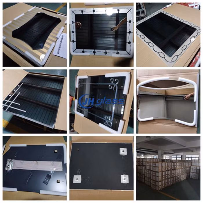Home Decoration 4mm 5mm Wall Mounted Furniture Mirror Double Layer Bathroom Vanity Top Glass Mirror with Glass Shelf