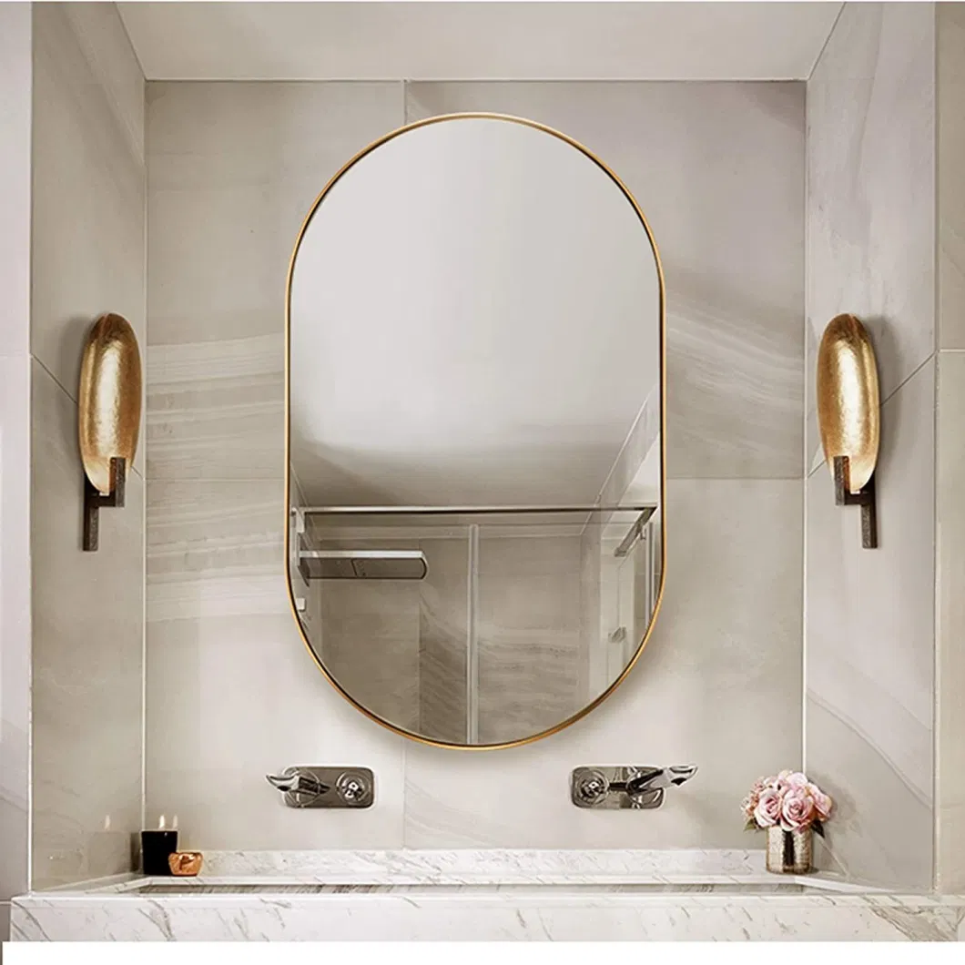 ORTONBATH Gold Oval Framed Smart Wall Mounted Nonled Mirror Bathroom Designer Art Mirror Without LED