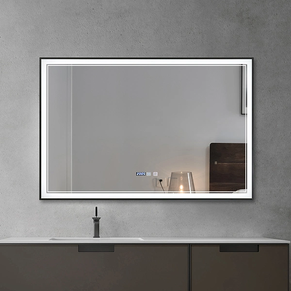 ETL CE Home Decoration Rectangle Shape Fogless Glass Styling Mirror Hotel Full Length Dressing Golden Frame Smart LED Mirror Bathroom Wall Mirrors with Light