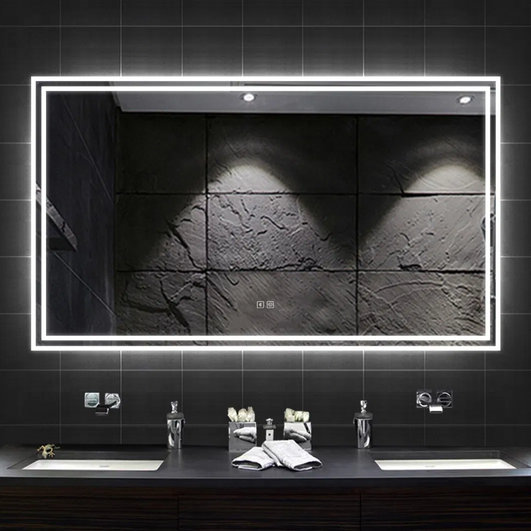 Large Bathroom Wall Mirror with LED Lights, Demister Touch Sensor Rectangular