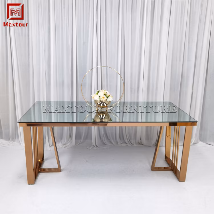 Luxury Dining Furniture Marble or Glass Top Rose Gold Dining Table Modern