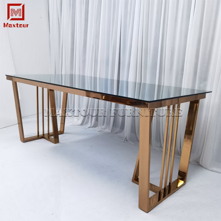 Luxury Dining Furniture Marble or Glass Top Rose Gold Dining Table Modern
