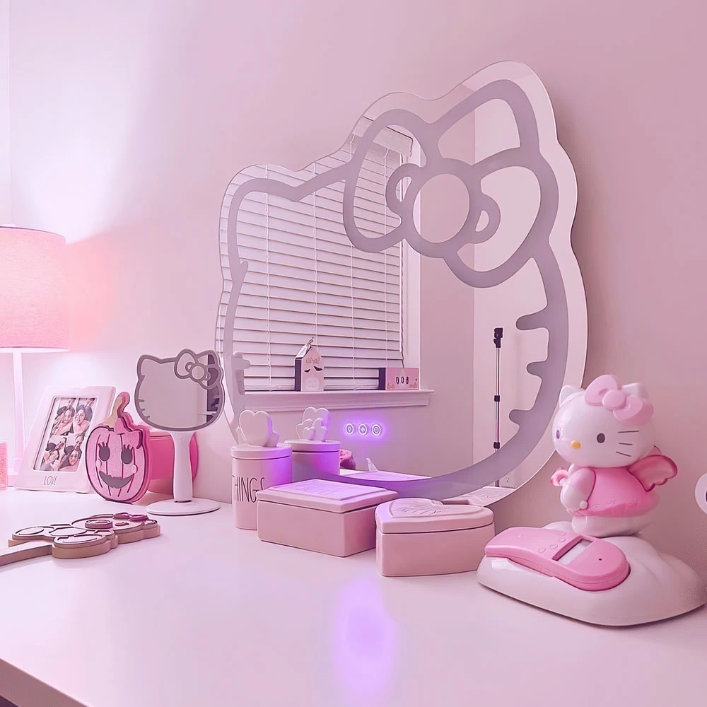 Special Style Touch Screen Wall Mounted Anti-Fog Frameless Smart Cat Shape LED Mirror