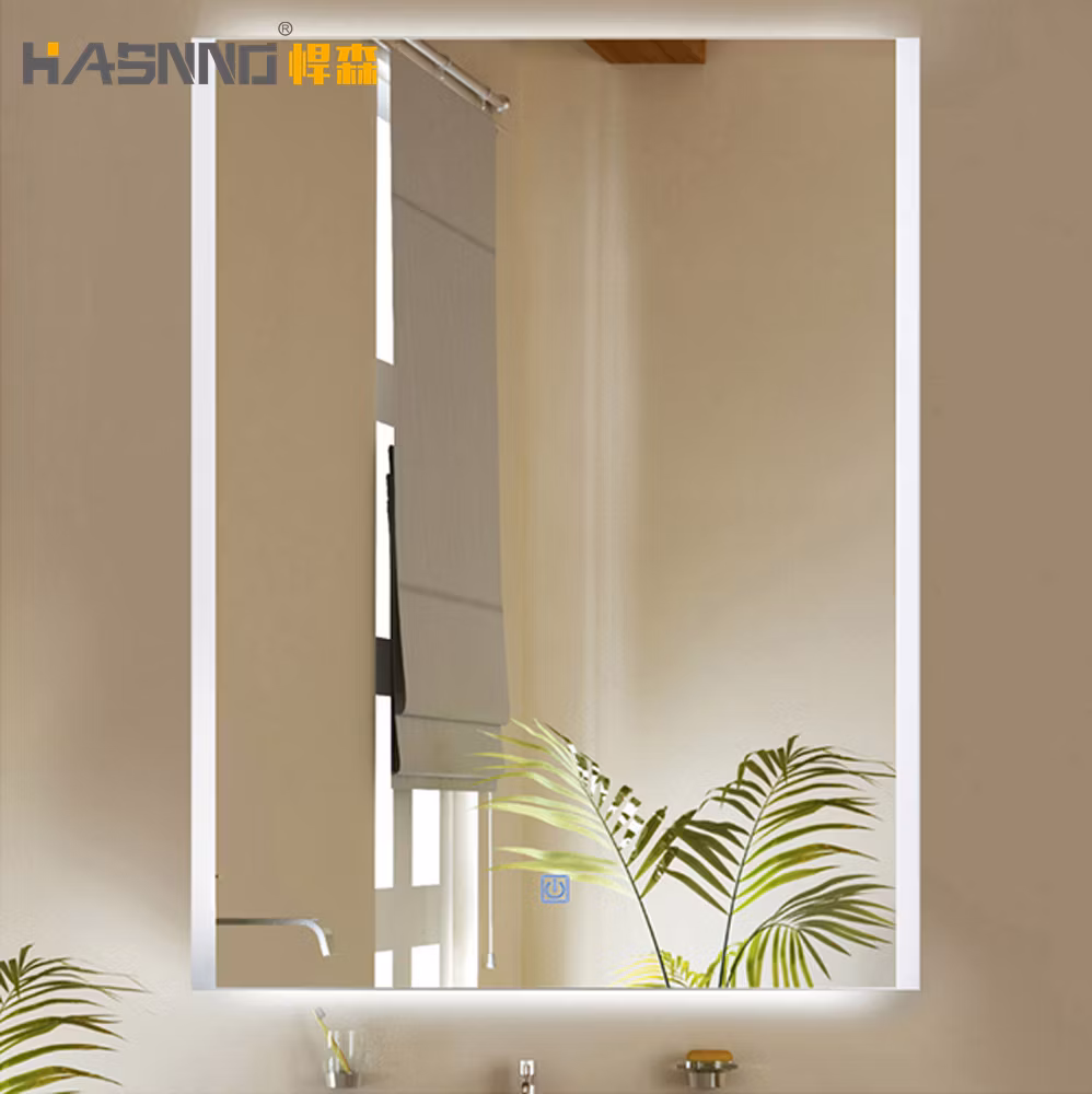 Decorative Round Aluminum Metal Frame Edge Lighted Bathroom Smart Mirror with Touch Screen