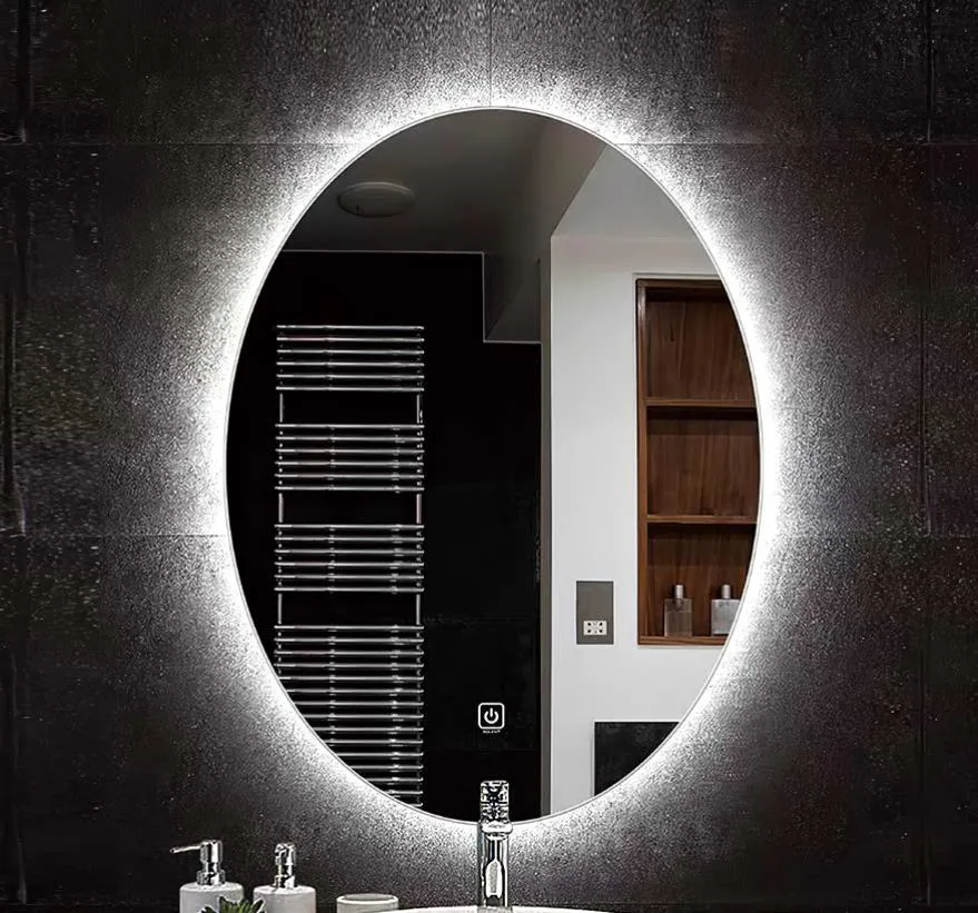 Modern Design Oval Backlit LED Mirror Hotel Bathroom Decoration Mirror Frameless Smart Mirror Makeup Vanity