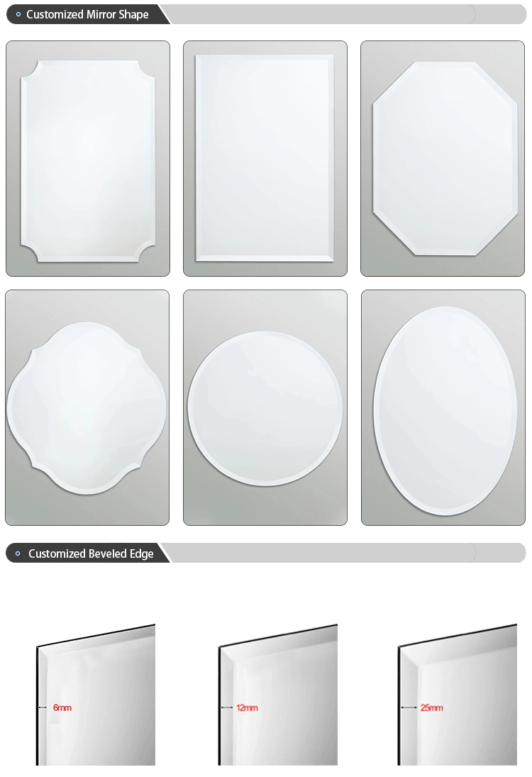 Jinghu Large Size Frameless Wall Mounted Round Aluminum Silver Beveled Mirror