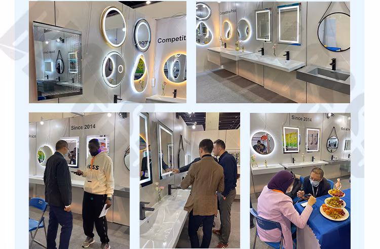 Customized Square Silver Frameless Wall Mounted Hanging Mirror in Bathroom