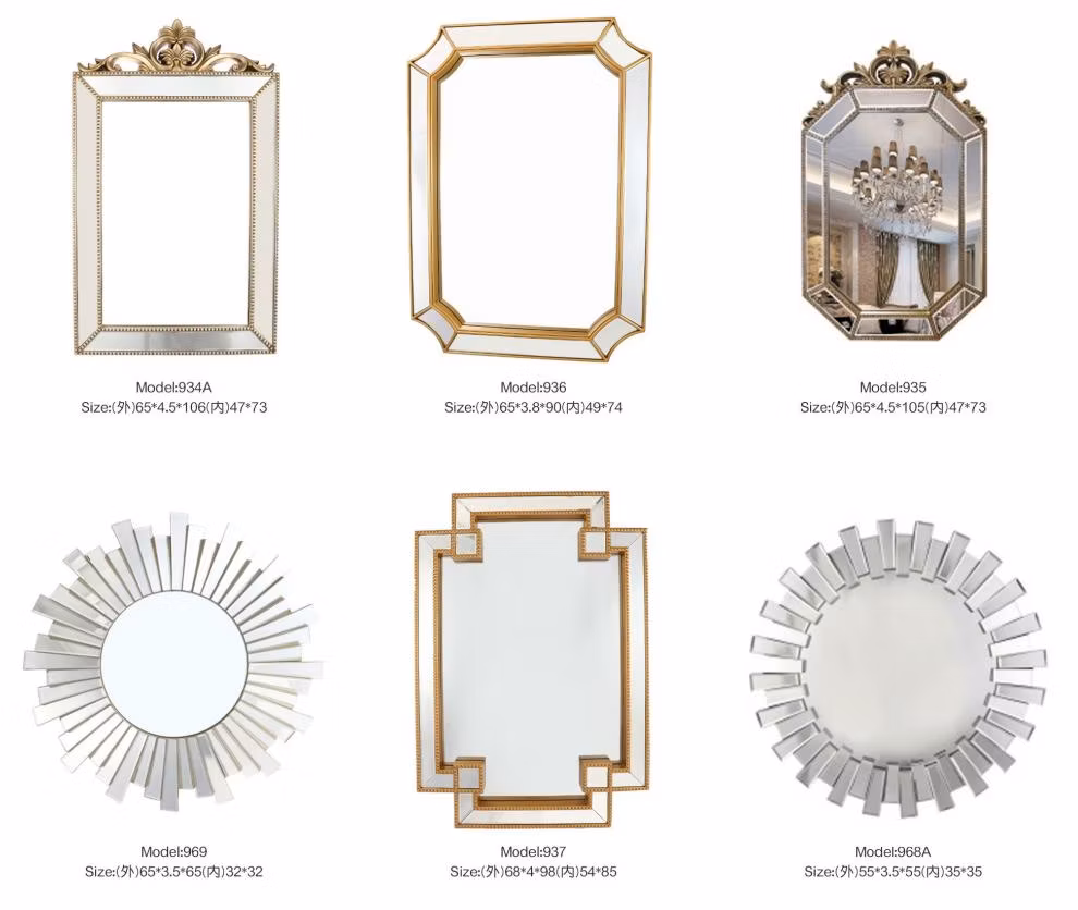 Rectangular Antique Decorative Wall Mirror Home Decoration Luxury Interior Mirror