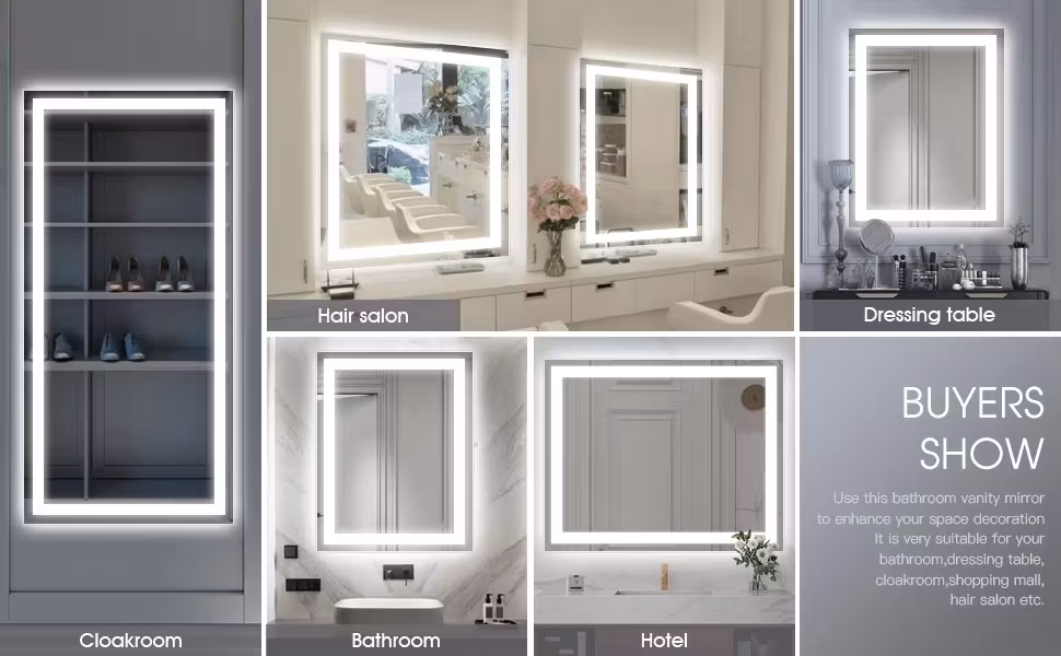 8&quot; Double Sided 360&deg; LED Make-up Mirror 10X/1X Plug Shaving with Lights Wall Mounted Brushed Nickel Modern Hotels Bathrooms