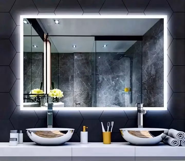 Customized Size Square Frameless Bathroom Mirror Defogger Smart LED Mirror Bathroom