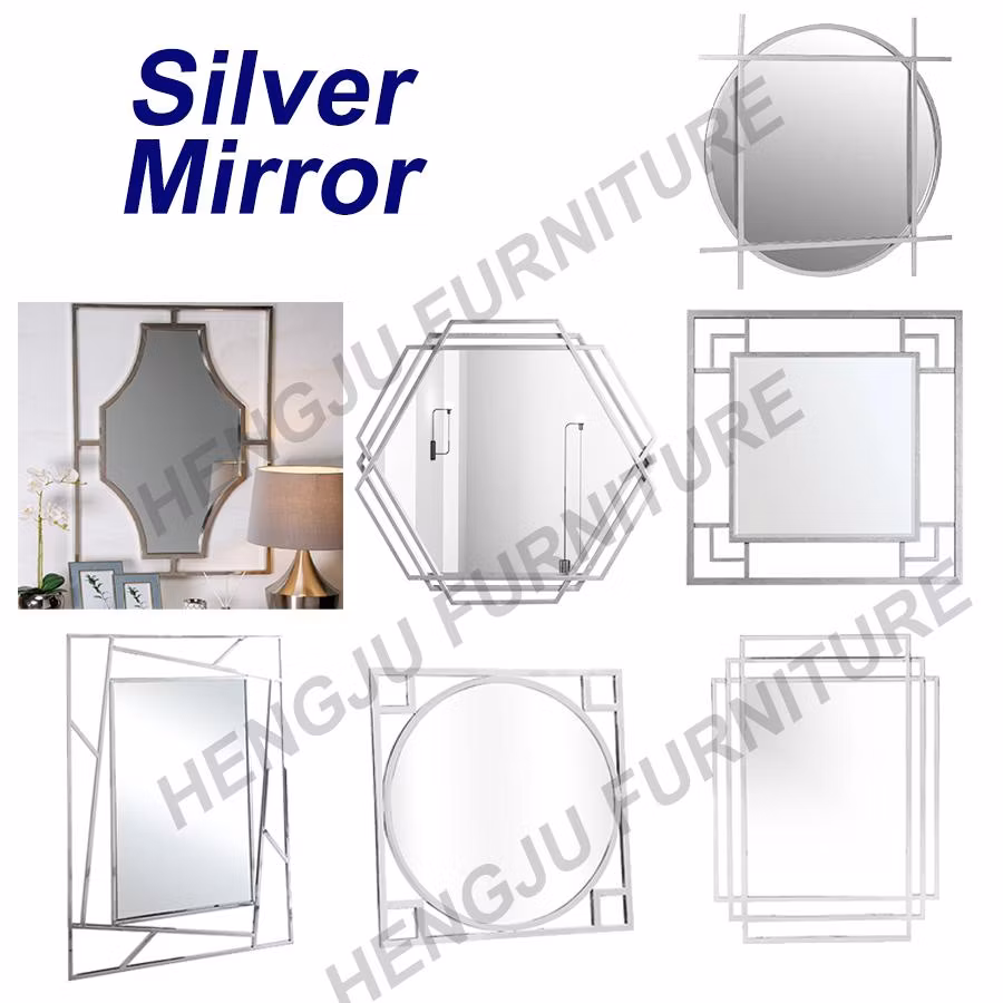 Modern Custom Hotel Golden Decorative Stainless Steel Round Brushed Wall Bathroom Mirror