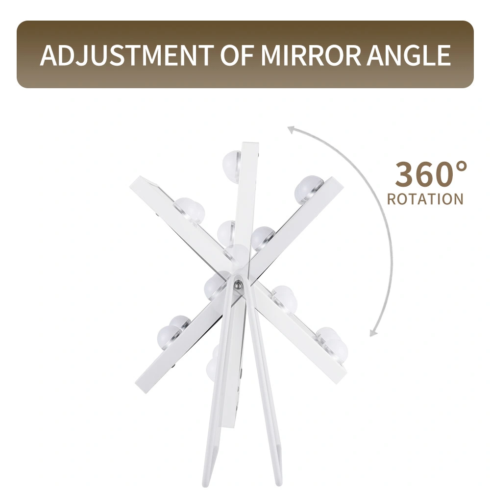 Rectangle Standing Bulb Mirror Beautiful Makeup Mirror Single Sides