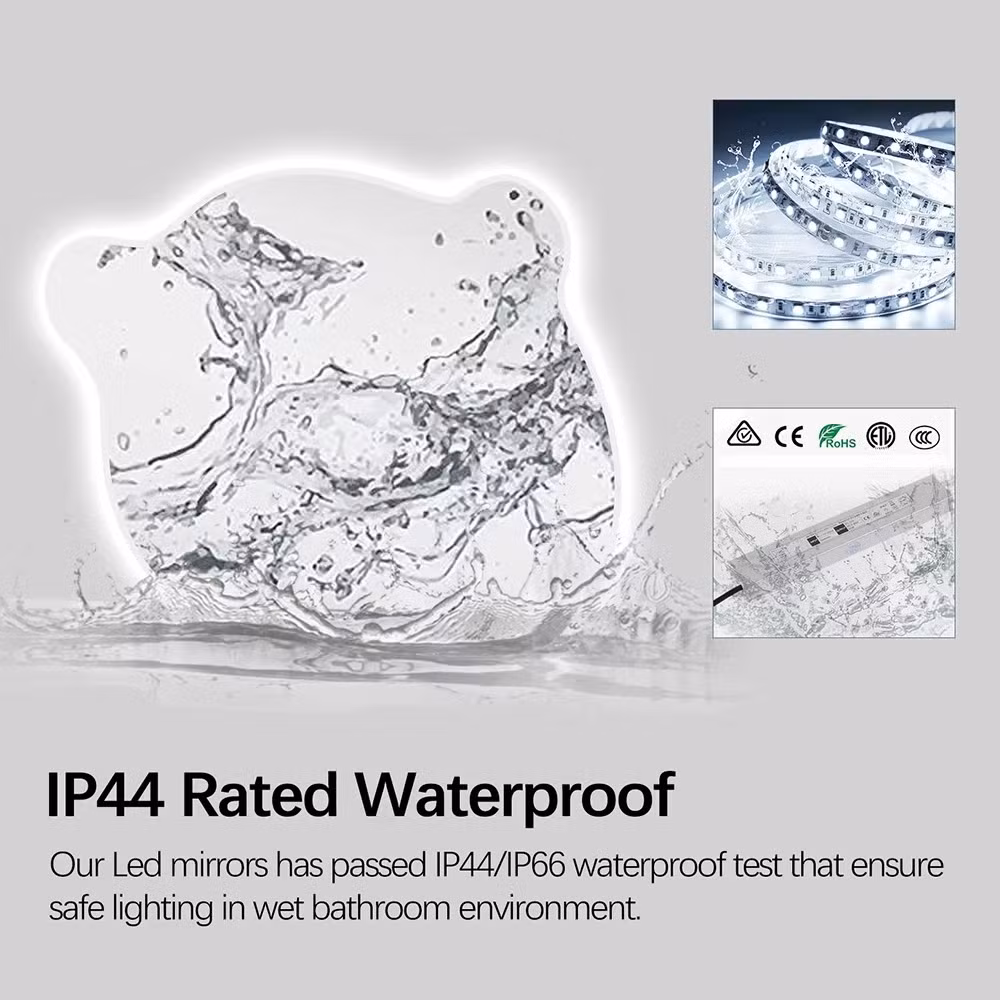 Factory Price Rectangle Illuminated LED Wall Mounted Smart Lighting Defogger Waterproof Intelligent LED Mirror for Bathroom