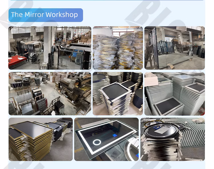 Customized Square Silver Frameless Wall Mounted Hanging Mirror in Bathroom