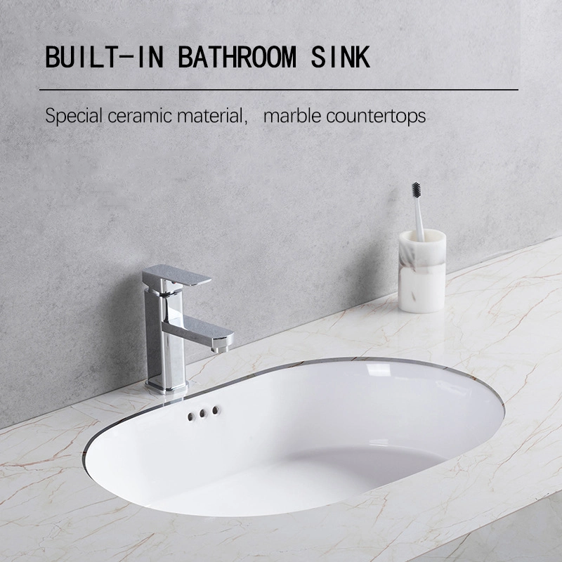 Single Sink Bathroom Vanity Set Undermount Marble Top Bathroom Furniture Bathroom Cabinet with LED Mirror