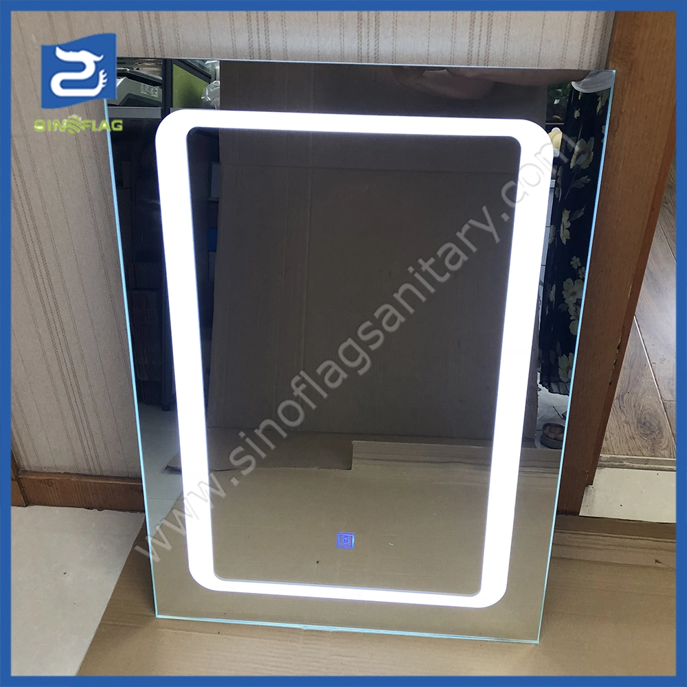 Wall Mounted Bathroom LED Light Make up Rectangular Silver Mirror