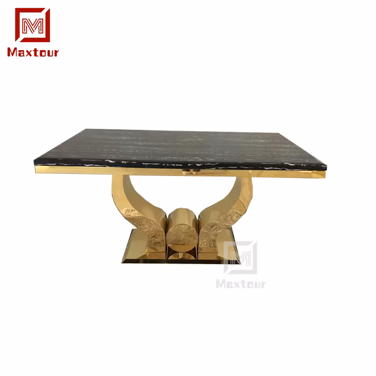 Golden Furniture Stainless Steel Frame Marble Top Dining Table