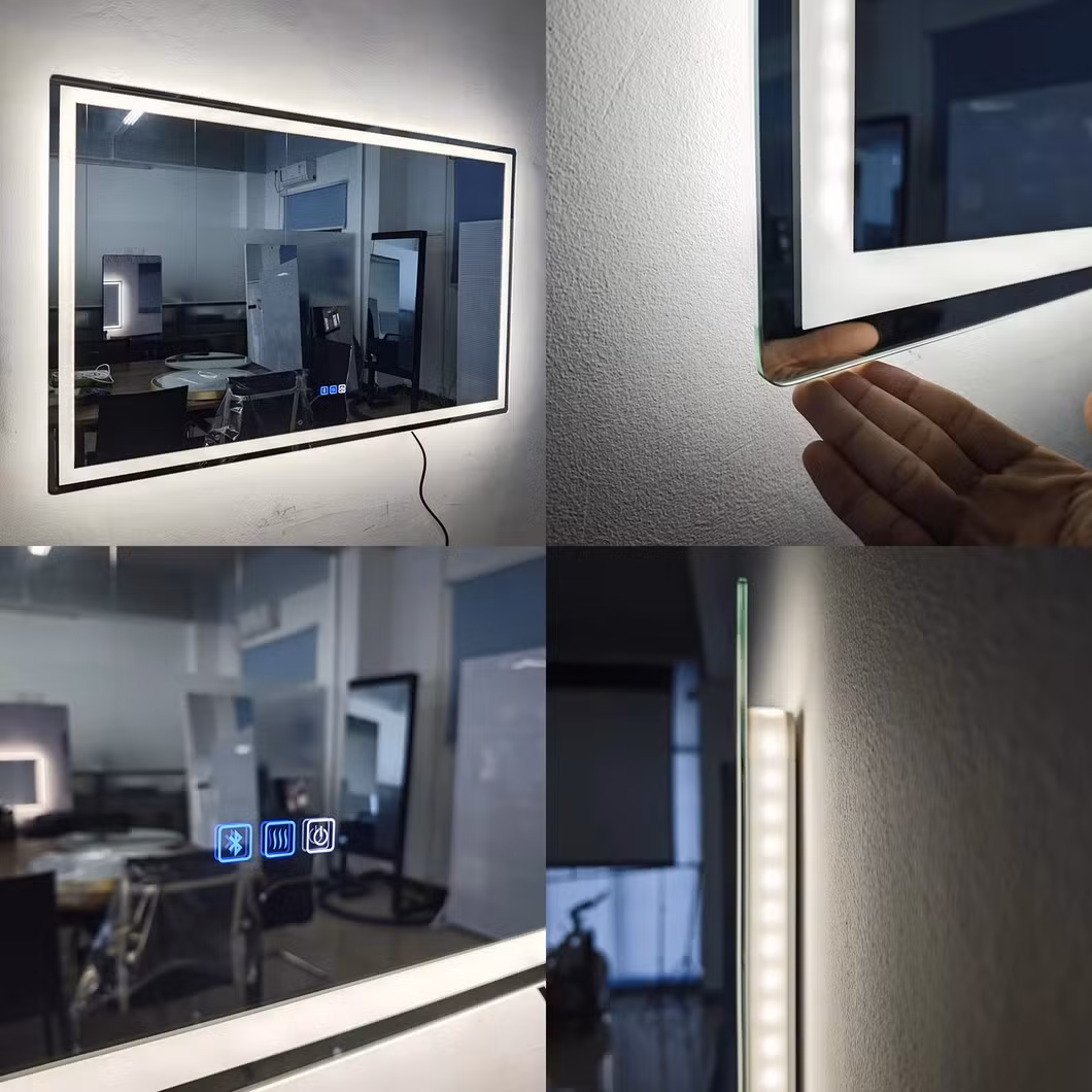 8&quot; Double Sided 360&deg; LED Make-up Mirror 10X/1X Plug Shaving with Lights Wall Mounted Brushed Nickel Modern Hotels Bathrooms