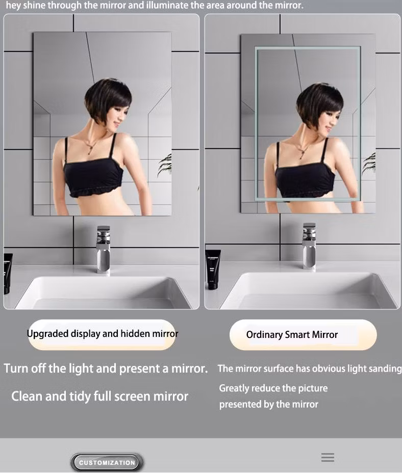 Hotel Anti Fog Hanging Wall Bath Mirror Touch Screen Backlit LED Mirror Bathroom with LED Light