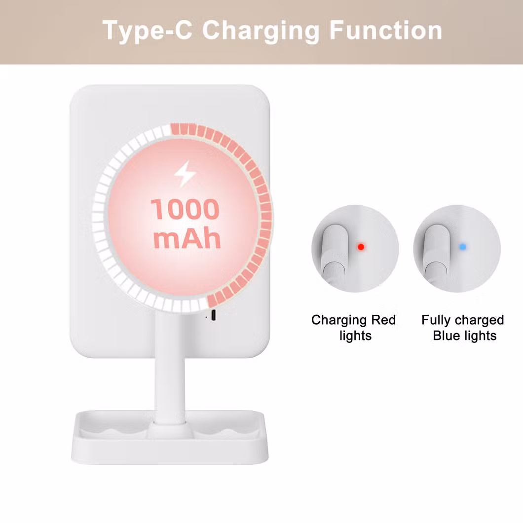 Illuminated Best Rechargeable Portable Adjustable Rechargeable Table Makeup Mirror LED Lighted Make up Mirror with Lights