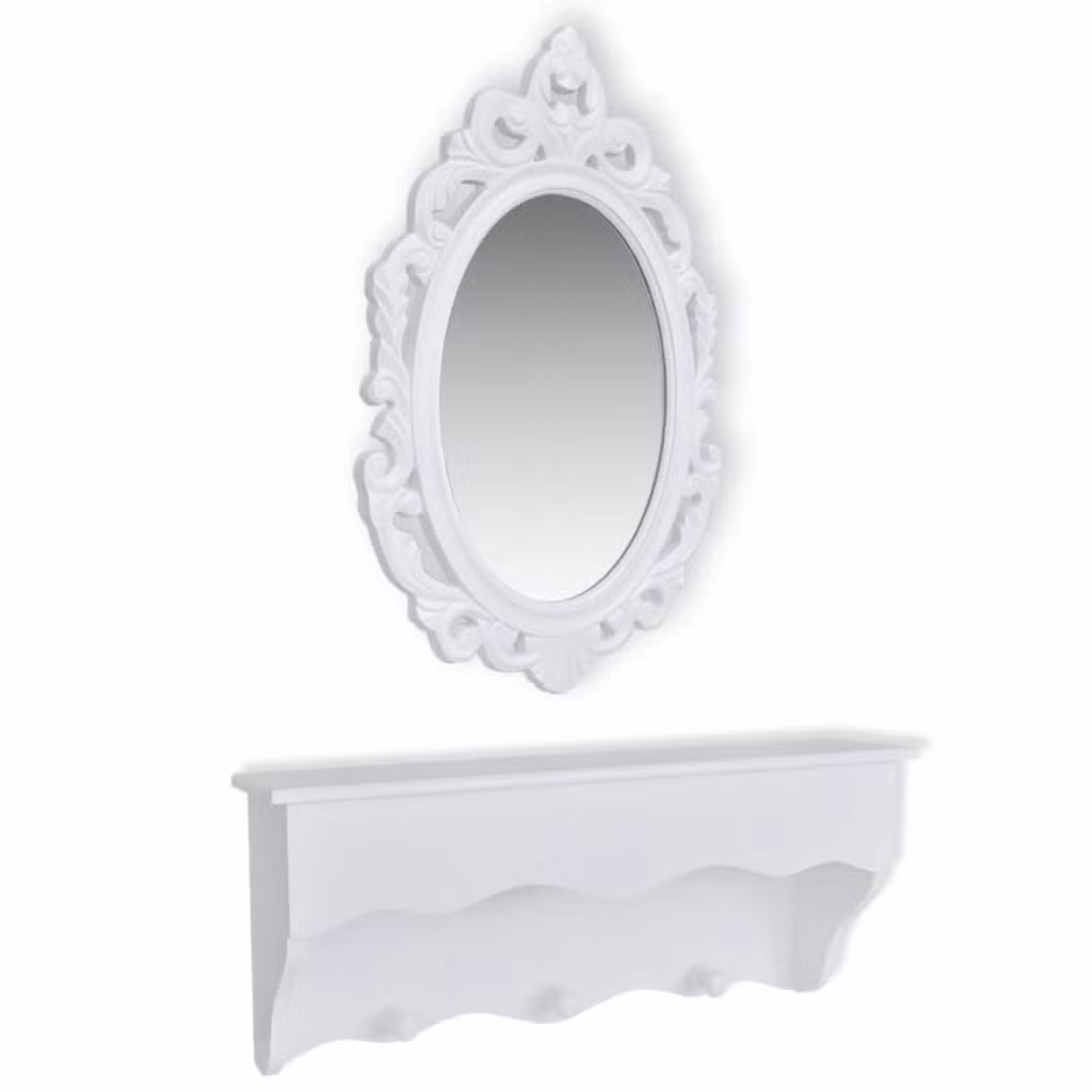 Bedroom White Wall Makeup Mirror Dressing Table Mirror Set with Great Painting