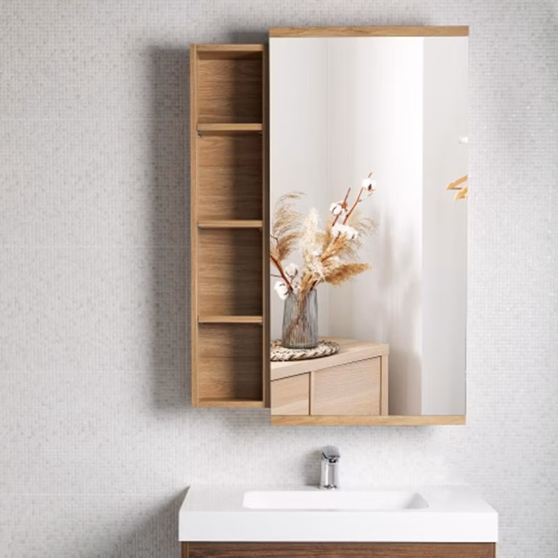 Rectangular Wooden Wall-Mounted Mirror Cabinet