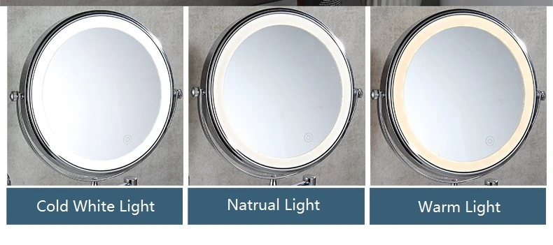 3X Metal LED Makeup Mirror Round Wall Mounted Vanity Bathroom Wall Mirror