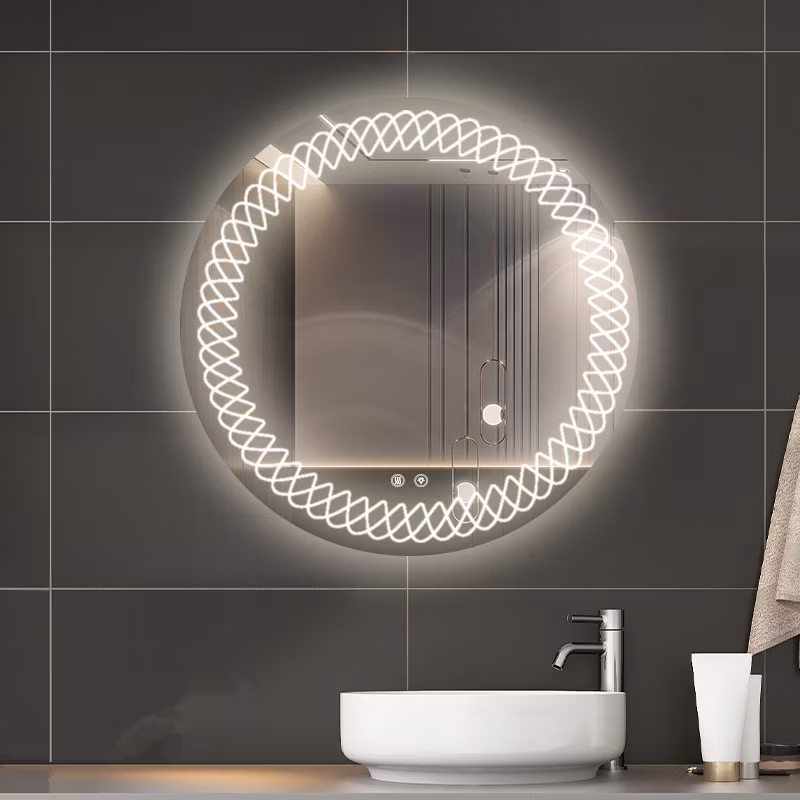 LED Smart Bathroom Mirror Cabinet Solid Wood Bathroom Toilet Wall Hanging Mirror
