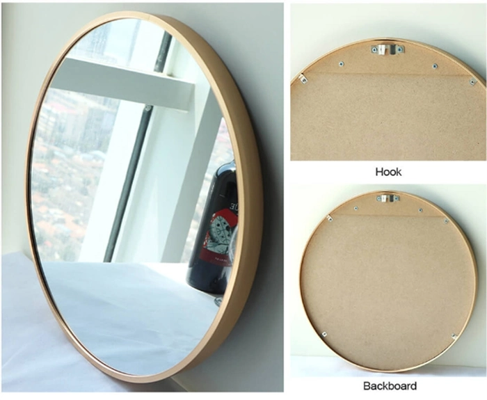 Home Decor Decorative Gold Golden Black Round Rectangle Aluminum Framed Frame Bathroom Wall Mirror