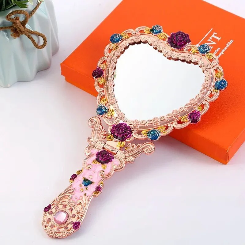 Russian European Palace Love Heart Shape Cosmetic Mirror Made of Metal Alloy