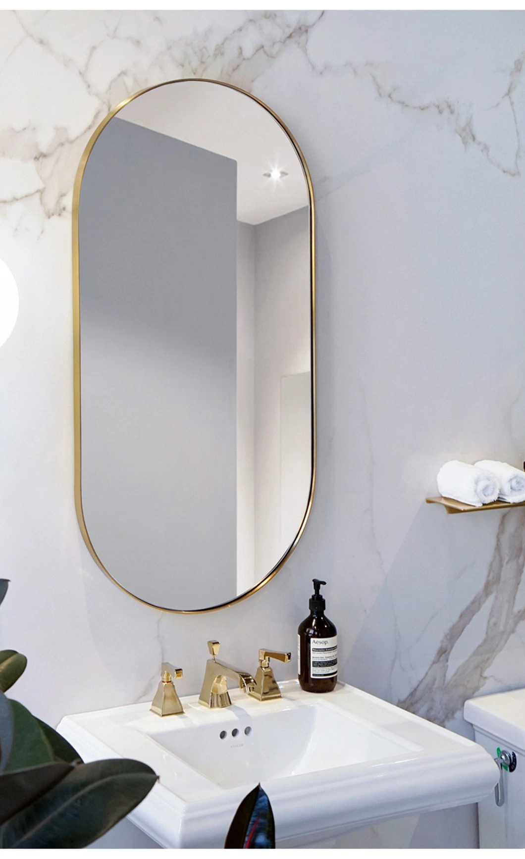 Fashion Wall Mounted Metal Silver Chrome Full Rustic Vanity Long Bathroom Mirror