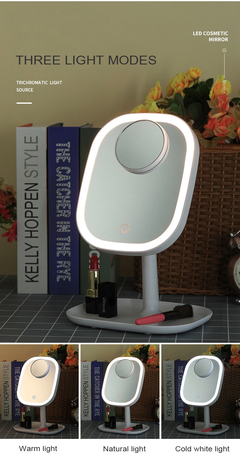 Three Color Temperature LED Cosmetic Mirror Illuminated Lighted Makeup Vanity Mirror with Touch Dimmble Switch