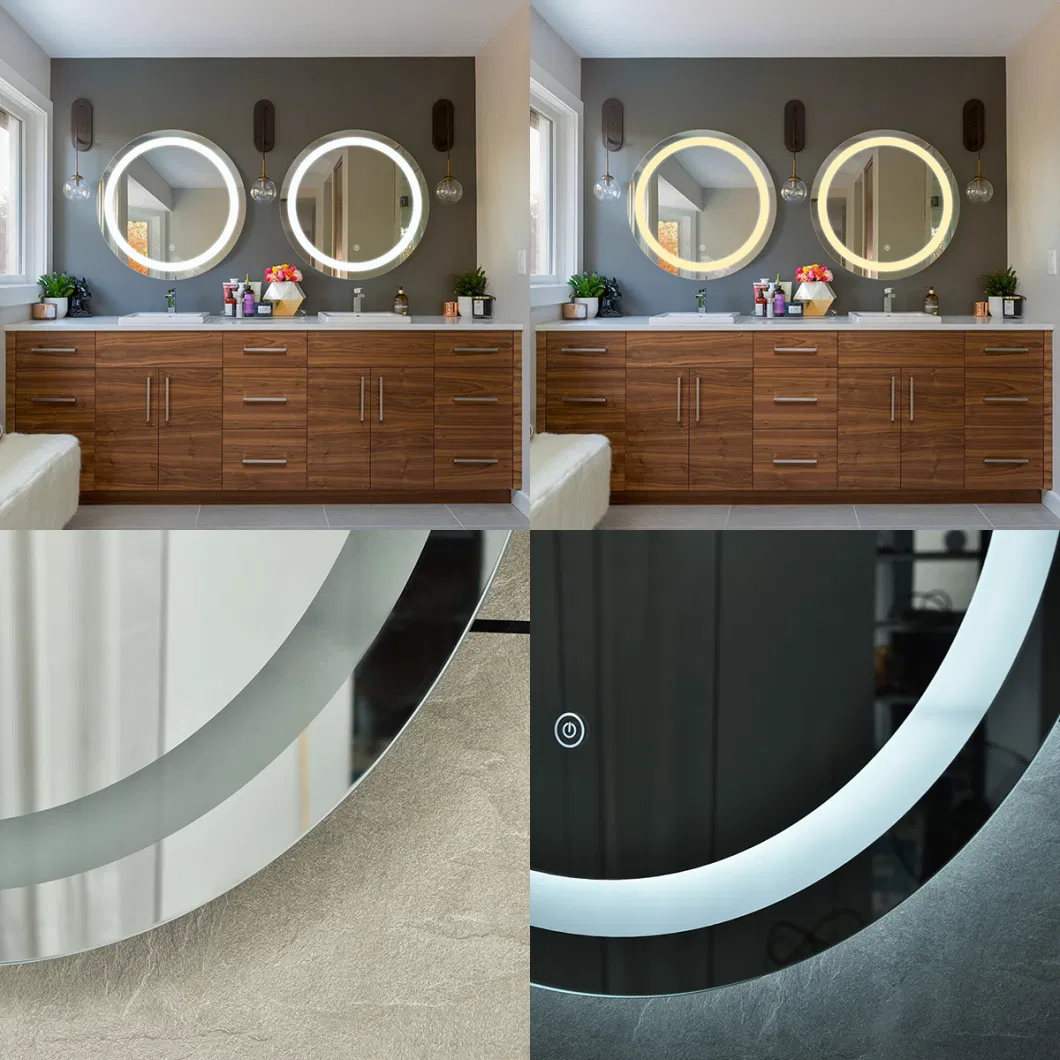 Factory Customized Round Spremium Light with Bathroom Mirrors Frameless Styling Glass Mirror