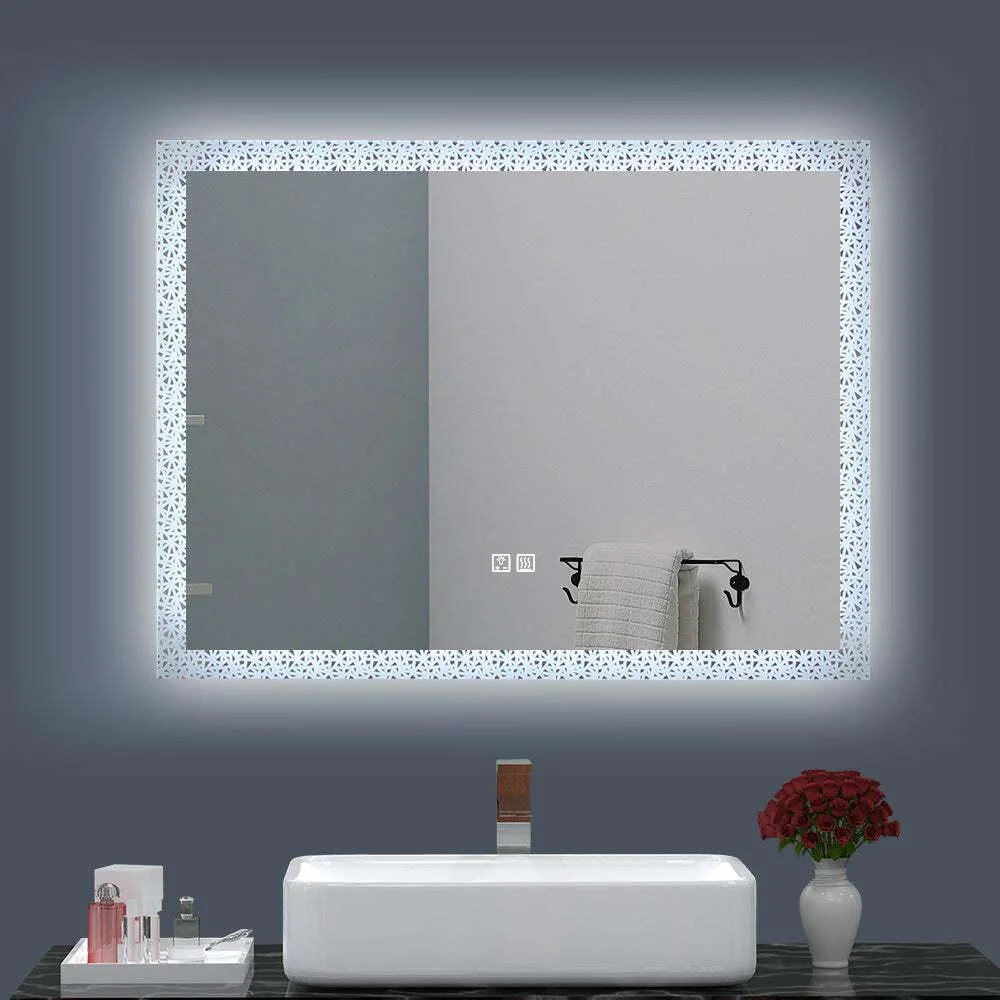 Rectangle Wall Mounted Frameless Makeup Bathroom Mirror