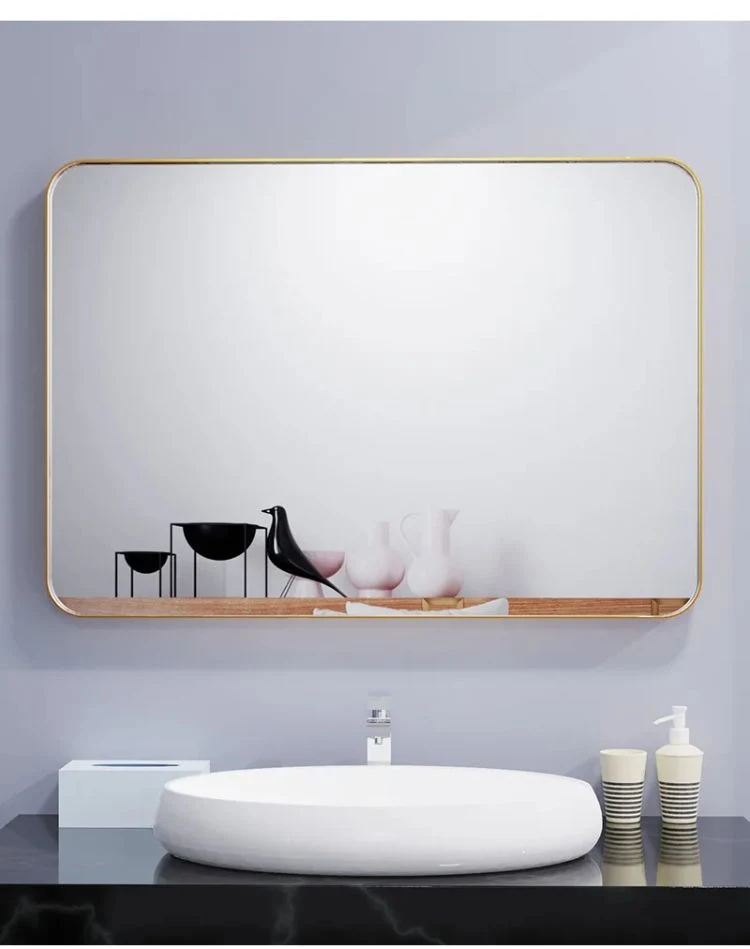 Bathroom Decoration Wall Mounted Gold Stainless Steel Metal Frame Mirror