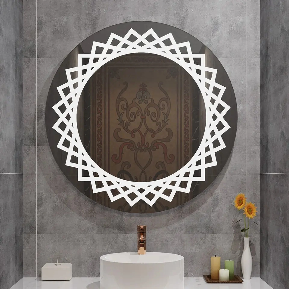 New Design Bath furniture Luxury Decorative LED Mirror Illuminated Wash Basin Bathroom Mirror with Touch Screen