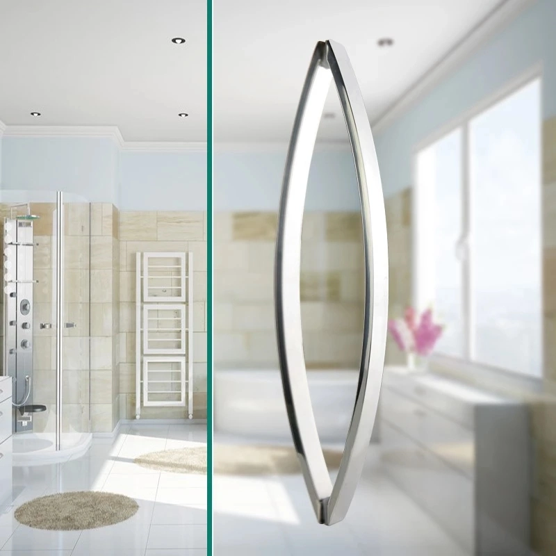 Stainless Steel Bathroom Shower Glass Wooden Door Bow Pull Handle