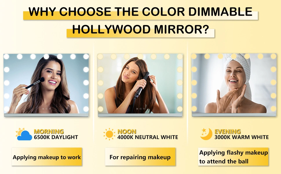 Hollywood Wall Mounted Makeup Mirror Dimmer Switch LED Mirror