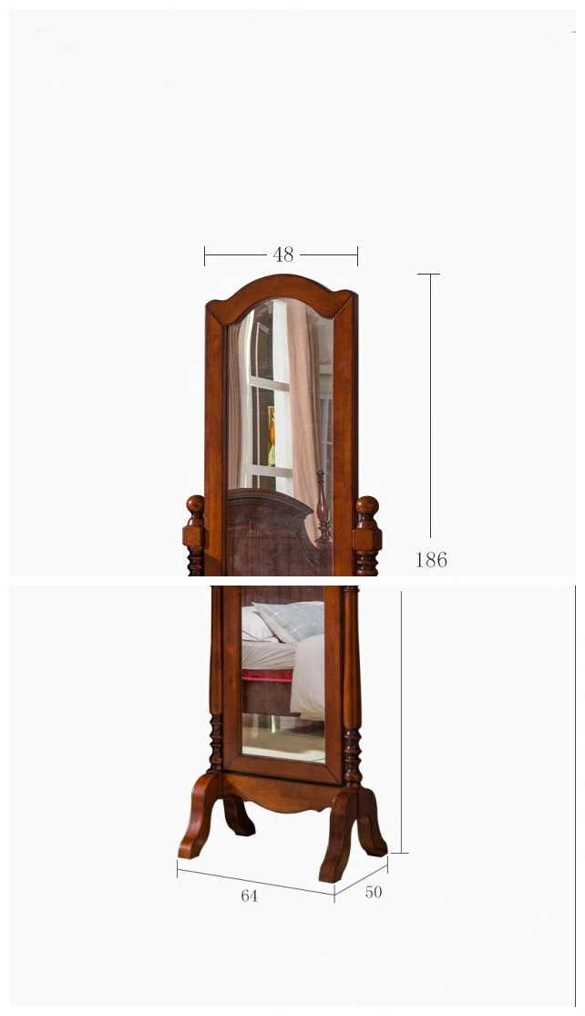 American Rose Gold Mahogany Dressing Mirror Retro Floor