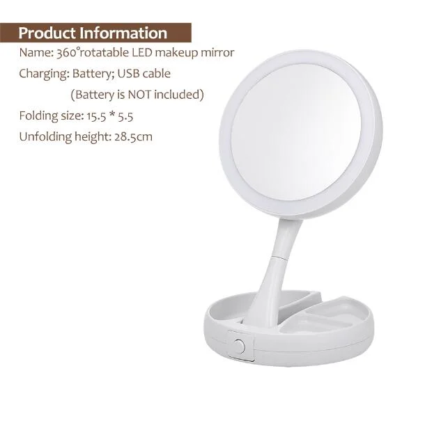 2018 Newly Professional 10X Magnifying Foldable LED Mirror