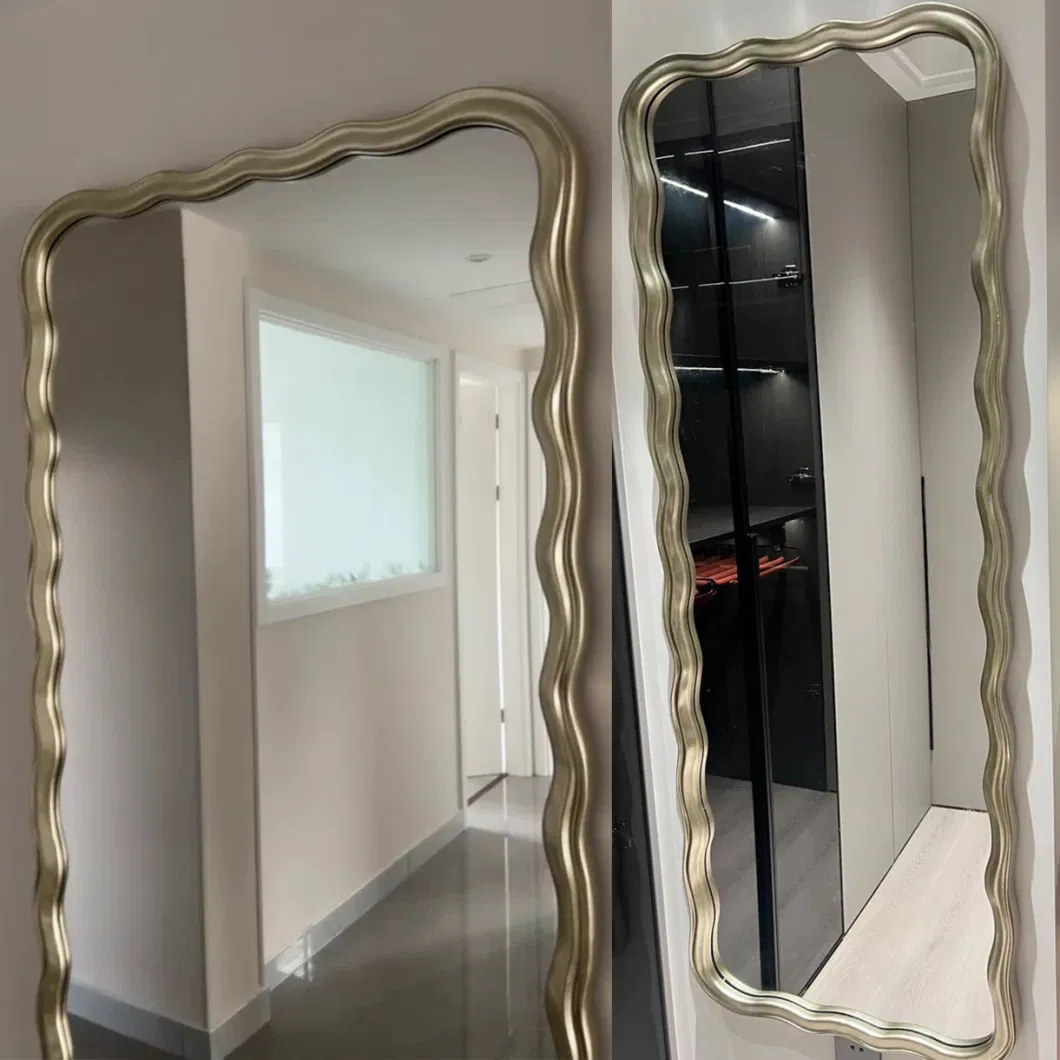 High Quality Wave Shape Wood Frame Mirror for Home Decor, Bathroom, Dressing Room