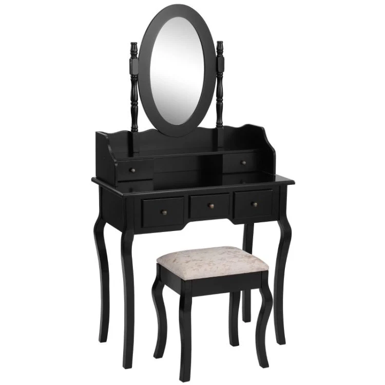 Vanity Table Set Makeup Dressing Table with Rotating Mirror