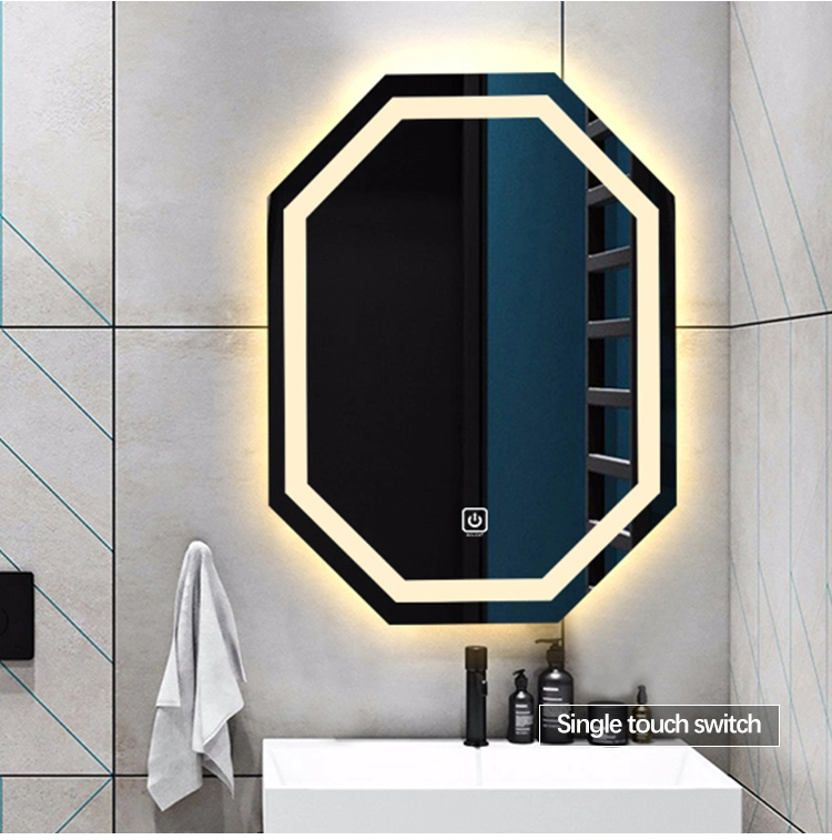 Irregular Illuminated Waterproof LED Wall Light Sensor Touch Screen Bathroom Frameless Mirror